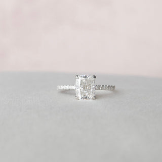 1.50CT Elongated Cushion Cut Moissanite Hidden Halo Engagement Ring