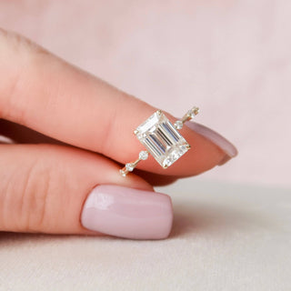 3.0CT Emerald Cut Moissanite Solitaire Engagement Ring - ELITE CARAT