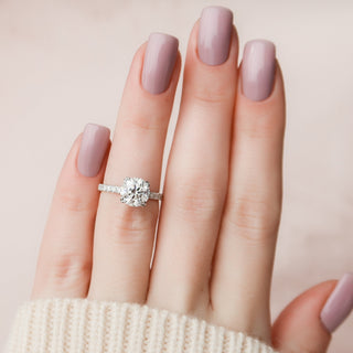 Bague de fiançailles avec halo caché en moissanite à taille ronde de 2,0 à 4,0 ct