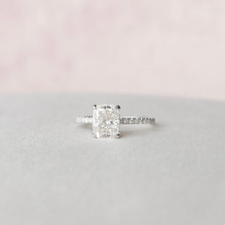 1.5 CT Cushion Shaped Moissanite Hidden Halo Engagement Ring