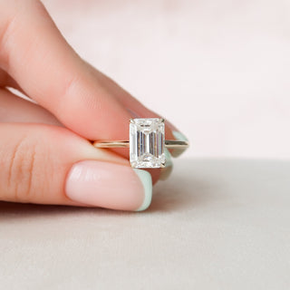 3.0CT Emerald Cut Moissanite Hidden Halo Engagement Ring - ELITE CARAT