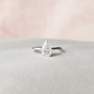 1.5 CT Pear Shaped Moissanite Hidden Halo Engagement Ring