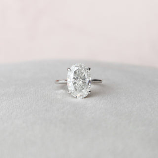 5.0CT Oval Hidden Halo Moissanite Diamond Solitaire Engagement Ring