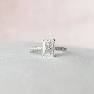 Bague de fiançailles en or massif avec diamants et halo caché en moissanite de 2,0 ct