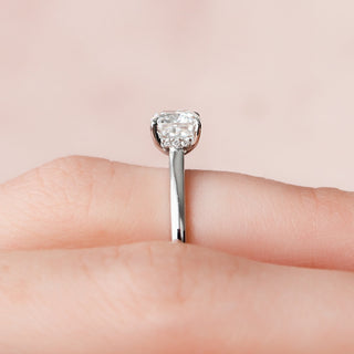 1.0 CT Cushion Shaped Moissanite Hidden Halo Engagement Ring