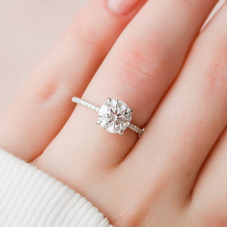 2.0 CT Round Shaped Moissanite Hidden Halo Engagement Ring