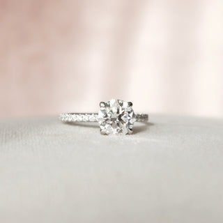 2.0 CT Round Shaped Moissanite Hidden Halo Engagement Ring