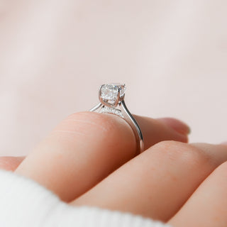 1.5 CT Pear Shaped Moissanite Hidden Halo Engagement Ring