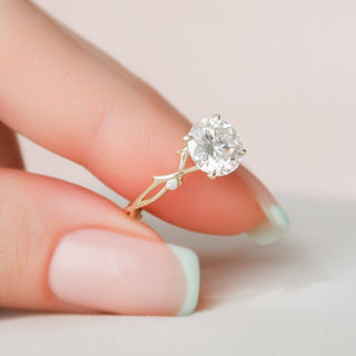 2 CT Round Cut Twig Pave Setting Moissanite Engagement Ring