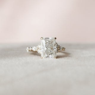 3.50CT Radiant Cut Moissanite Cluster Engagement Ring - ELITE CARAT