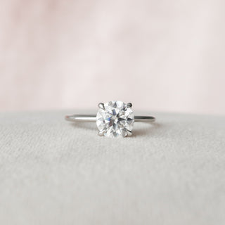 2.0CT Round Cut Hidden Halo Moissanite Solitaire Engagement Ring