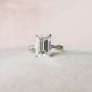 5.25CT Emerald Cut Art Deco Moissanite Engagement Ring - ELITE CARAT