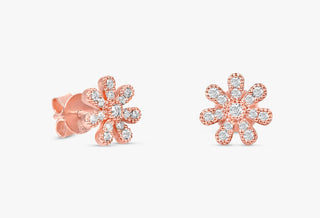 Pendientes de diamantes de moissanita con diseño floral redondo de 0,18 quilates para mujer 