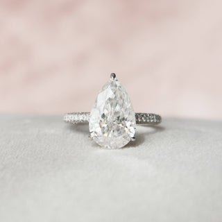 5.75CT Pear Cut Three Side Pave Moissanite Engagement Ring - ELITE CARAT