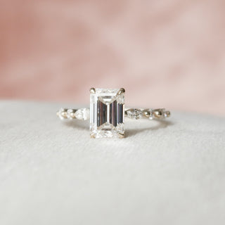 2.0CT  Hidden Halo Emerald Cut Pave Moissanite Diamond Engagement Ring