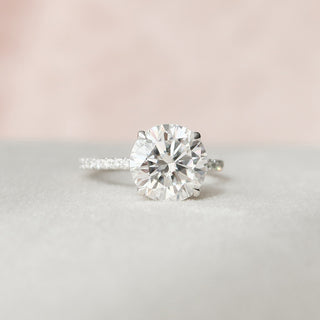 2.5 CT Round Pave & Hidden Halo Setting Moissanite Engagement Ring