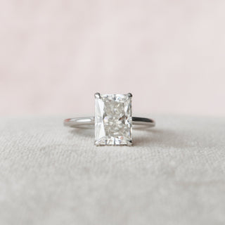 Bague de fiançailles solitaire en diamant Moissanite taille radiant 4,0 ct avec halo caché