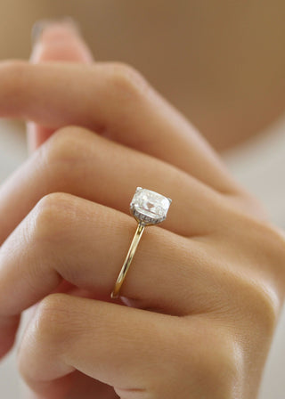 Bague de fiançailles avec diamant radiant de 1,50 à 3,03 ct avec monture halo cachée