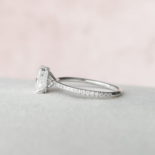 2.0 CT Cushion Shaped Moissanite Hidden Halo Engagement Ring