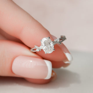 1.21CT Oval Cut Twig Moissanite Nature Inspired Engagement Ring