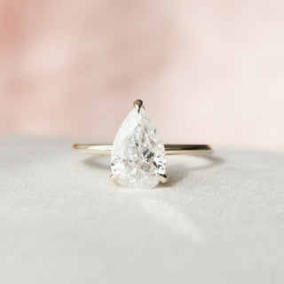 2.0 CT Pear Solitaire & Hidden Halo Setting Moissanite Engagement Ring