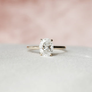 1.5 CT Oval Shaped Moissanite Hidden Halo Engagement Ring