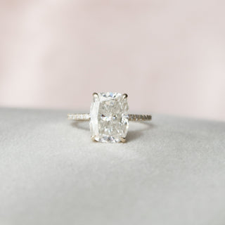 2.0 CT Cushion Shaped Moissanite Hidden Halo Engagement Ring