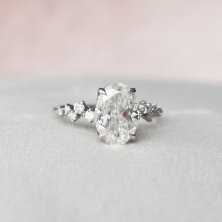 2.0CT Oval Cut Moissanite Diamond Unique Cluster Engagement Ring