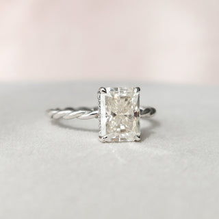 2.50CT Radiant Cut Moissanite Hidden Halo Engagement Ring