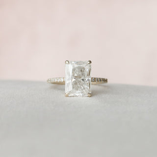 3.5 CT Radiant Solitaire & Pave Moissanite Engagement Ring