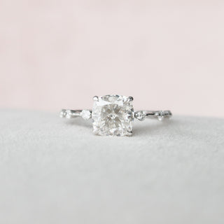 2.0CT Cushion Petite Pave Moissanite Diamond Engagement Ring For Women