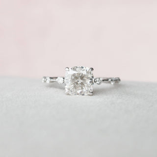 2.0CT Cushion Cut Moissanite Hidden Halo Engagement Ring - ELITE CARAT