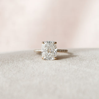 4.50 CT Cushion Pave & Hidden Halo Style Moissanite Engagement Ring