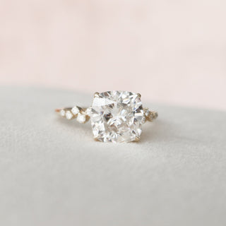 4.0CT Cushion Cut Moissanite Hidden Halo Cluster Engagement Ring