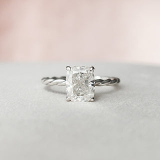 2.0 CT Cushion Shaped Moissanite Hidden Halo Engagement Ring