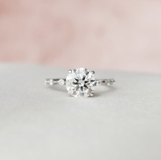 2.0CT Round Petite Pave Moissanite Diamond Engagement Ring