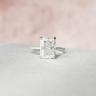 4.50СT Radiant Cut Moissanite Hidden Halo Engagement Ring - ELITE CARAT