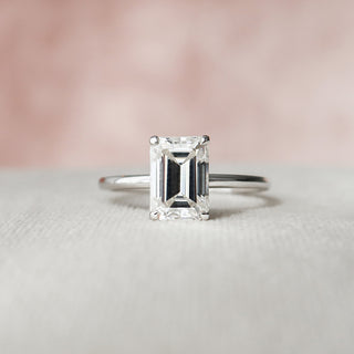 2.0CT-4.0CT Emerald Cut Hidden Halo Moissanite Engagement Ring