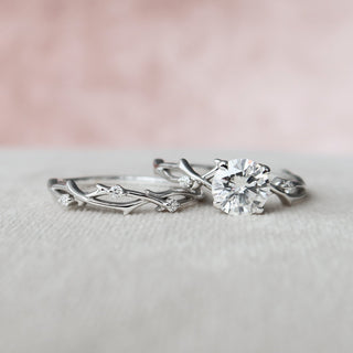 1.0 CT Round Shaped Moissanite Twig Style Engagement Ring