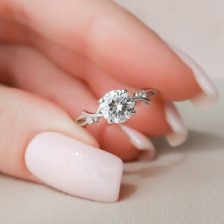 1.28CT Round Cut Branches Style Moissanite Engagement Ring