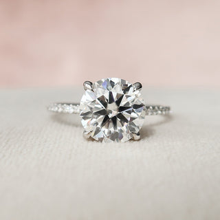 2.70CT Round Cut Pave Setting Moissanite Engagement Ring - ELITE CARAT