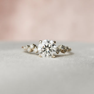 1.0 CT Round Shaped Moissanite Hidden Halo Engagement Ring