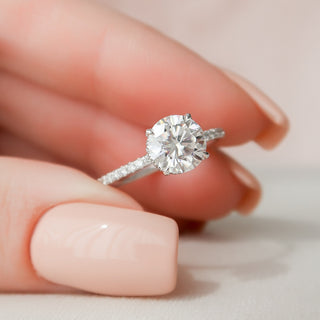 1.50CT Round Cut Hidden Halo Moissanite Pave Engagement Ring