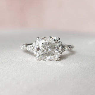 3.50CT Cushion Cut Moissanite Cluster Engagement Ring - ELITE CARAT