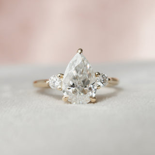 2.0 CT Pear Three Stone Moissanite Engagement Ring