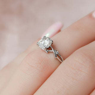 1.28CT Round Cut Branches Style Moissanite Engagement Ring