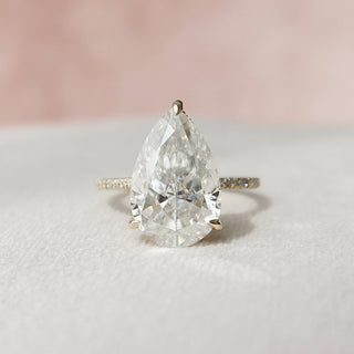 4.50CT Pear Cut Moissanite Hidden Halo Engagement Ring - ELITE CARAT