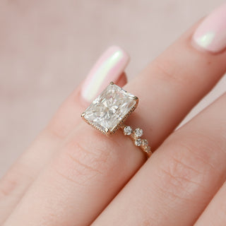 3.50CT Radiant Cut Moissanite Unique Engagement Ring - ELITE CARAT