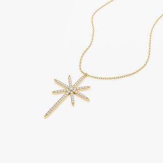 Round Diamond North Star Necklace for Her in 14K Gold