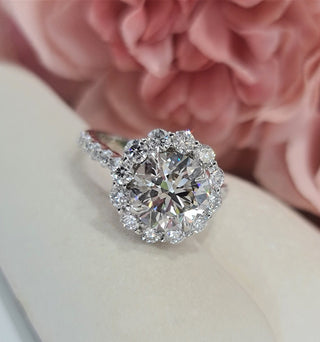 1.50 - 3.50 CT Round Cut Halo G/VS2 Lab Grown Diamond Engagement Ring